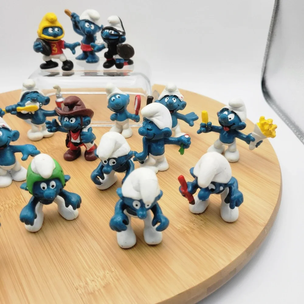 Vintage Schleich Peyo PVC Smurf Figures Lot of 19 Christmas Cowboy Sports 80s